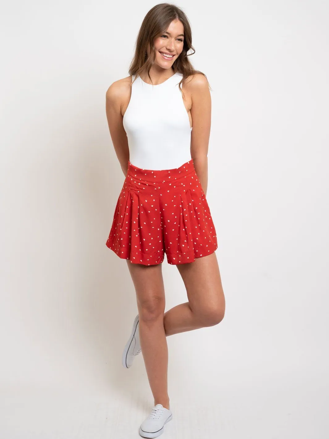 WOMEN'S HEART PRINT SHORTS
