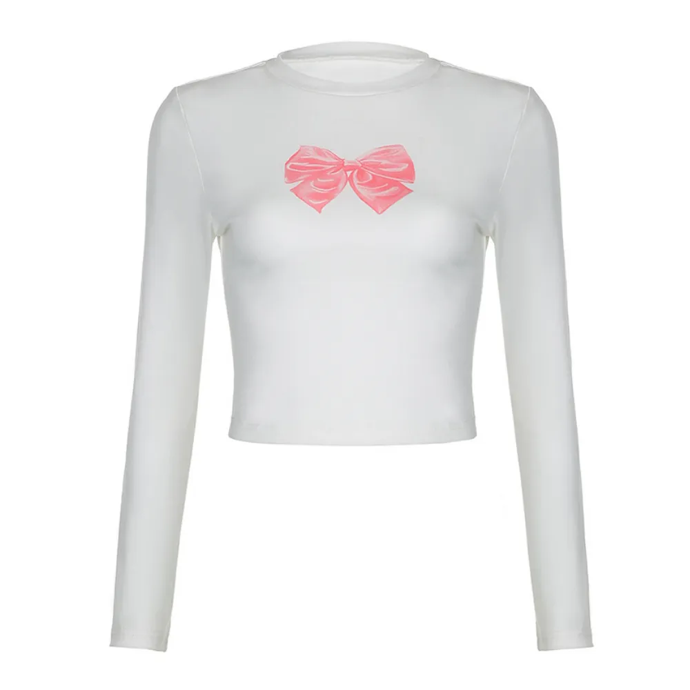 Women's Hot Girl Bow Print Long Sleeve