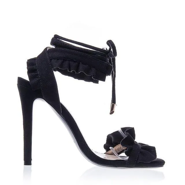 Women's Lace Up Fashion High Heels - Purple,Black,White