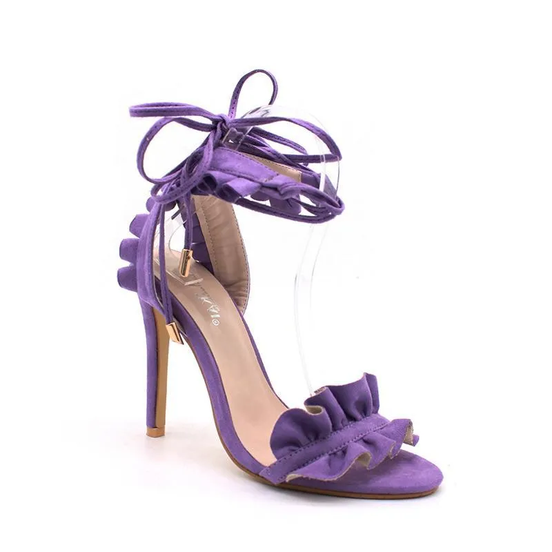 Women's Lace Up Fashion High Heels - Purple,Black,White