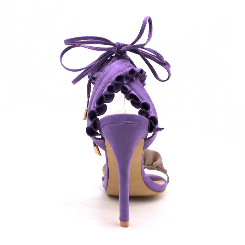 Women's Lace Up Fashion High Heels - Purple,Black,White