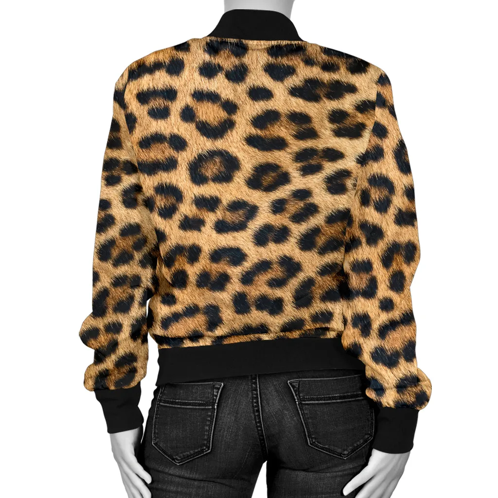 Women's Leopard Bomber Jacket