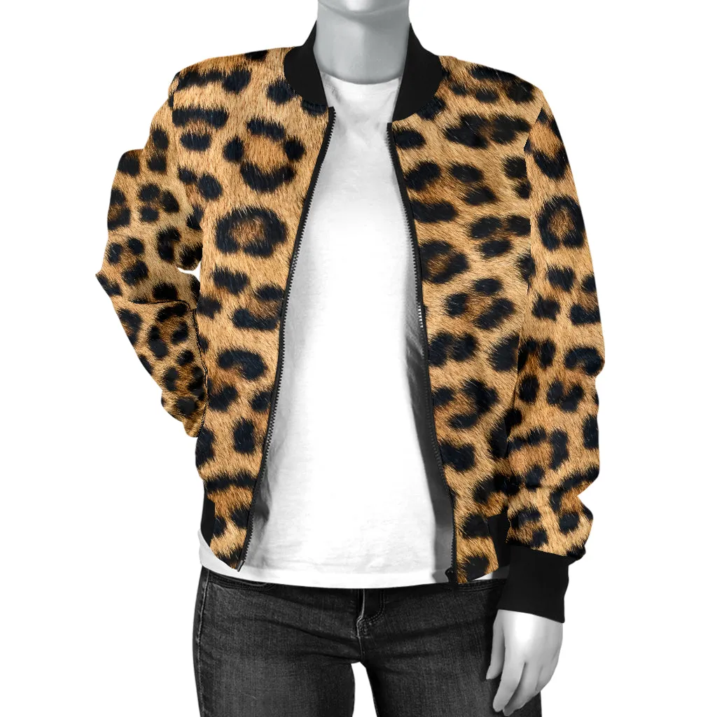 Women's Leopard Bomber Jacket