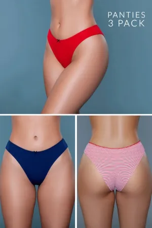 Women's Low Rise Bow Design & Picot Trim Briefs (Pack of 3)