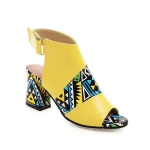 Women's Peep Toe Slingbacks Buckle Straps Block Chunky Heel Sandals