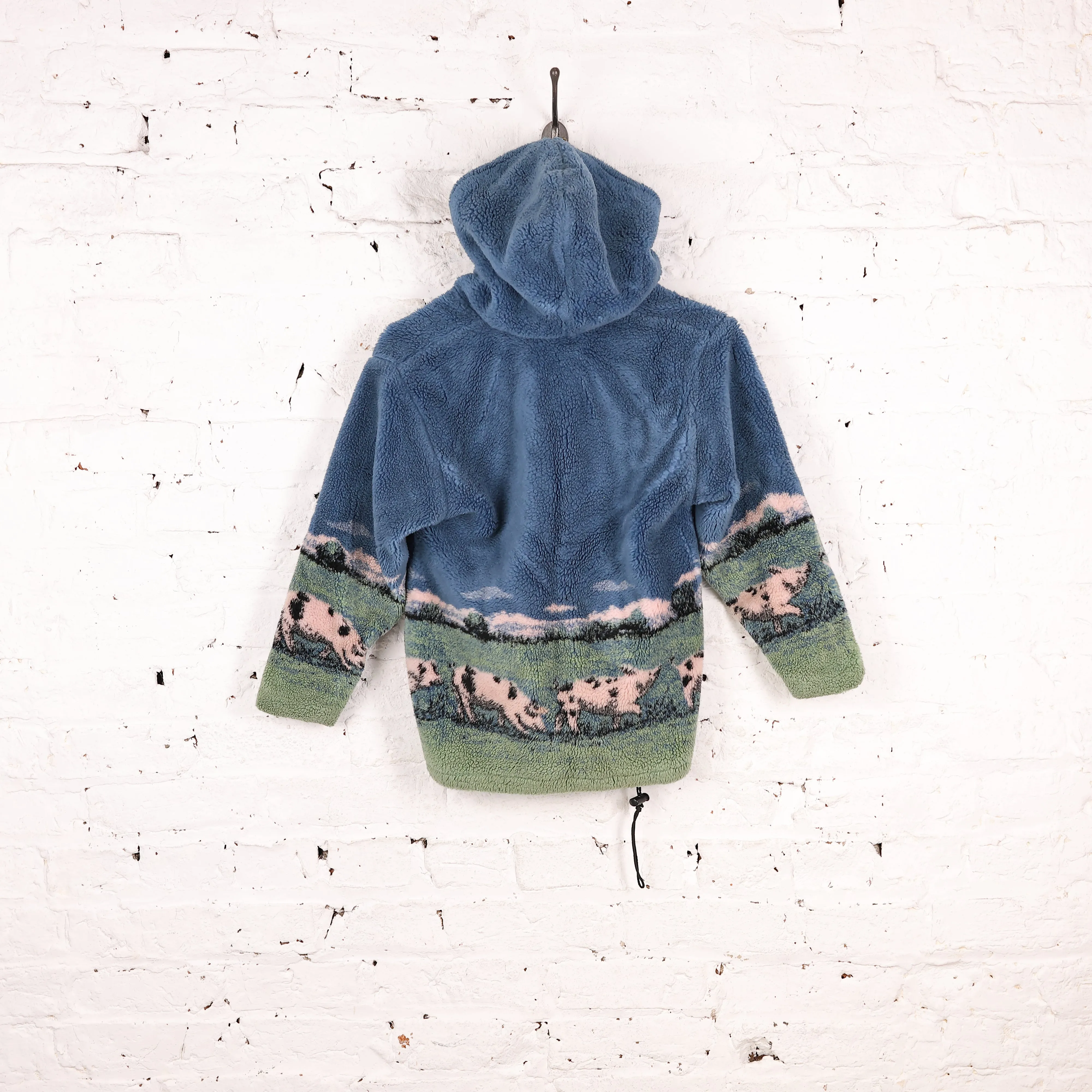 Women's Pigs Hooded Fleece Jacket - Blue - Women's XS
