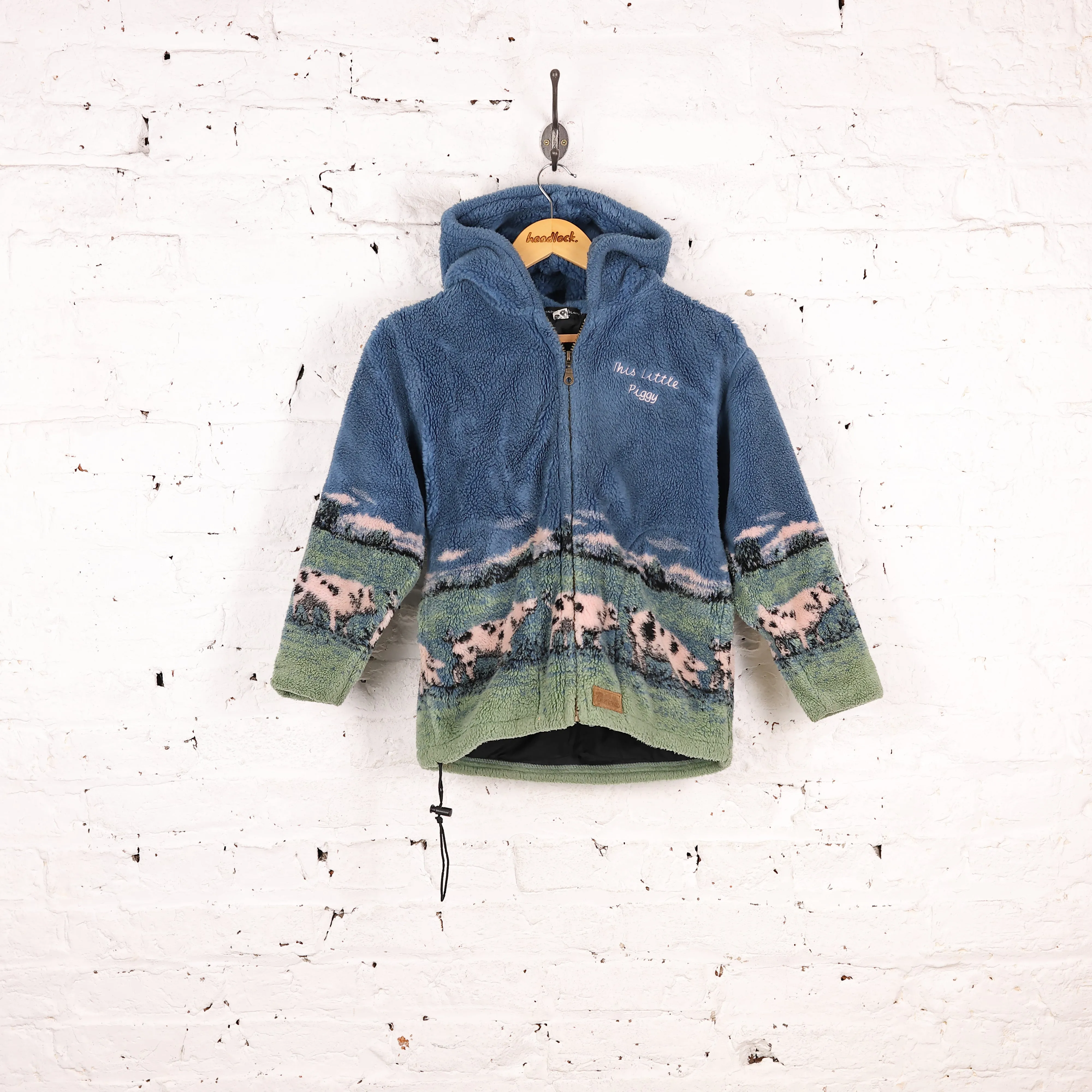Women's Pigs Hooded Fleece Jacket - Blue - Women's XS