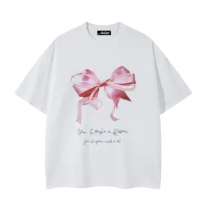 Women's Pink Bow Print T-Shirt