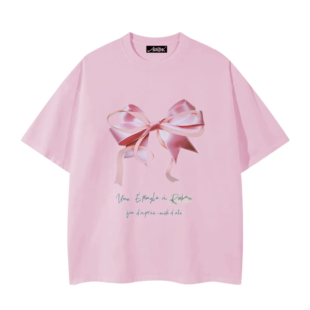 Women's Pink Bow Print T-Shirt