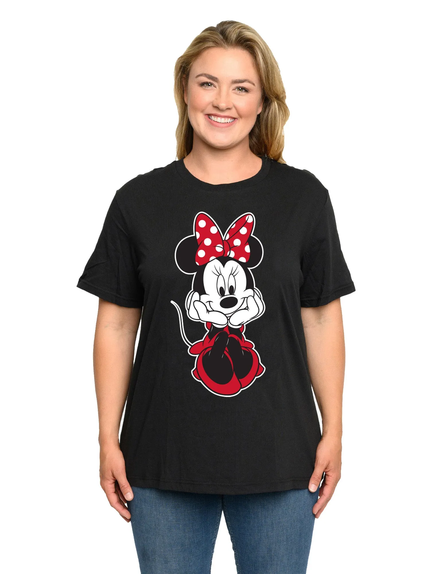 Women's Plus Minnie Mouse T-Shirt & Bike Shorts 2-Piece Set Disney Black Red