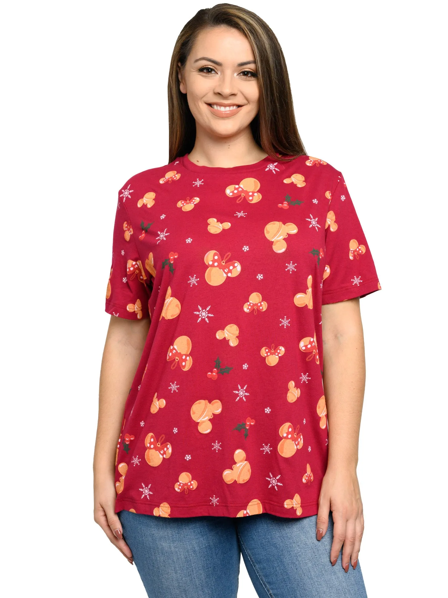 Women's Plus Size Disney Mickey Minnie Mouse Christmas T-Shirt Red(Size 5X Only)
