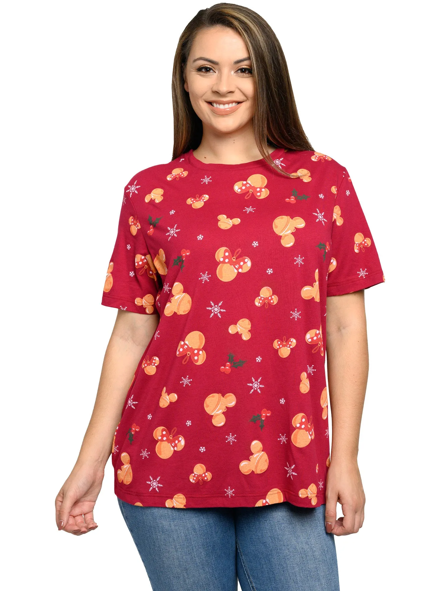 Women's Plus Size Disney Mickey Minnie Mouse Christmas T-Shirt Red(Size 5X Only)