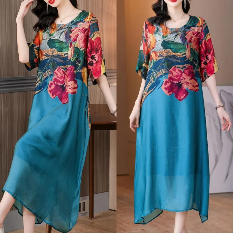 Women's Plus Size Floral Print Dress | Flowy Design, Lightweight Fabric, 2025 New Arrival