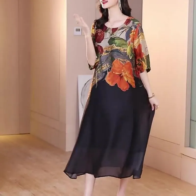Women's Plus Size Floral Print Dress | Flowy Design, Lightweight Fabric, 2025 New Arrival