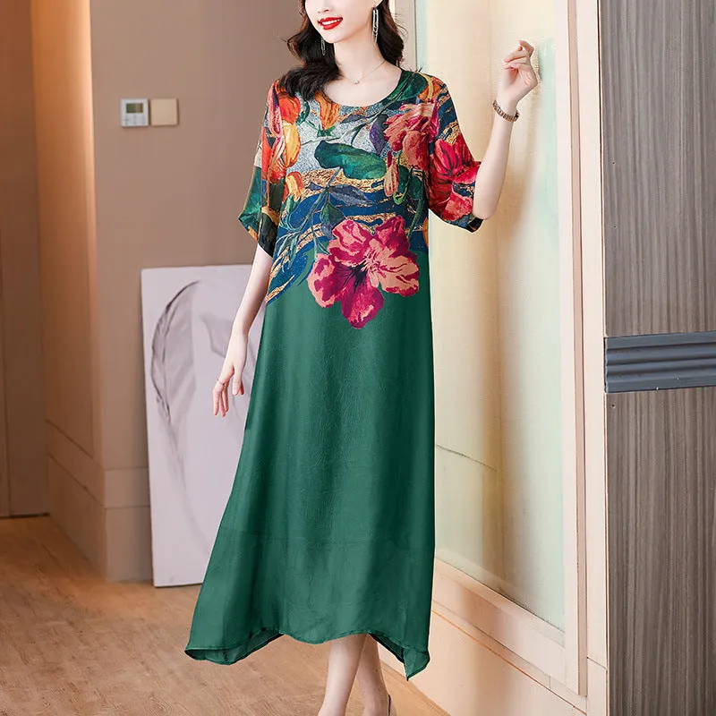 Women's Plus Size Floral Print Dress | Flowy Design, Lightweight Fabric, 2025 New Arrival