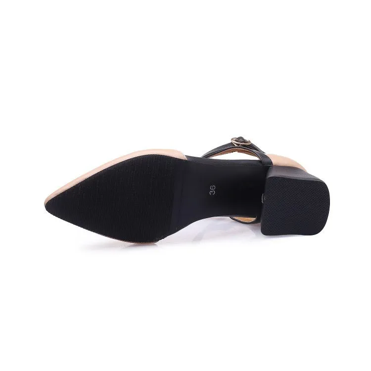 Women's Pointed Toe Buckle High Heel Chunky Sandals
