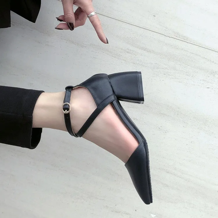 Women's Pointed Toe Buckle High Heel Chunky Sandals
