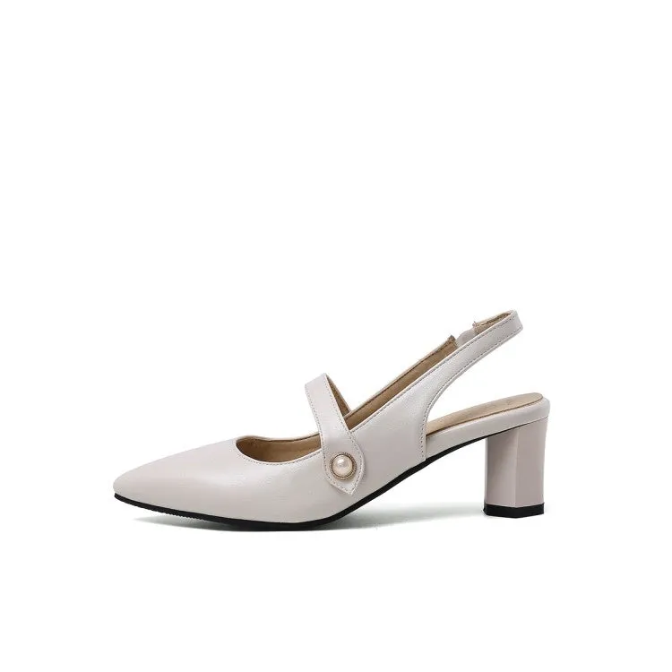 Women's Pointed Toe Slingbacks High Heel Chunky Sandals