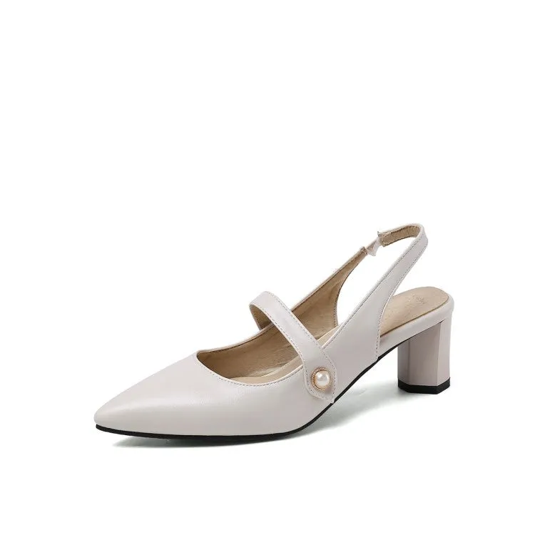 Women's Pointed Toe Slingbacks High Heel Chunky Sandals