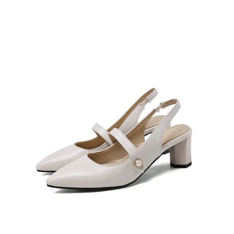 Women's Pointed Toe Slingbacks High Heel Chunky Sandals