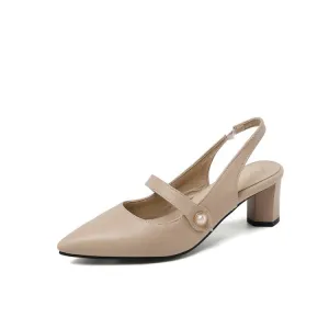 Women's Pointed Toe Slingbacks High Heel Chunky Sandals