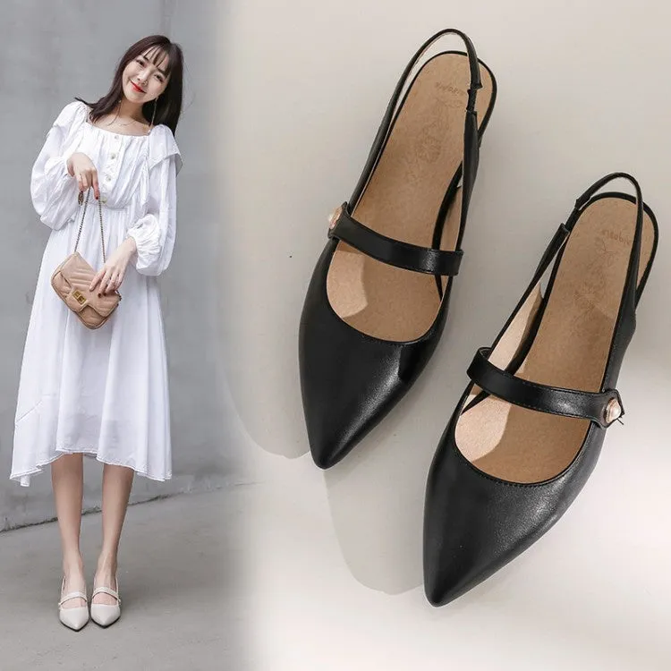 Women's Pointed Toe Slingbacks High Heel Chunky Sandals