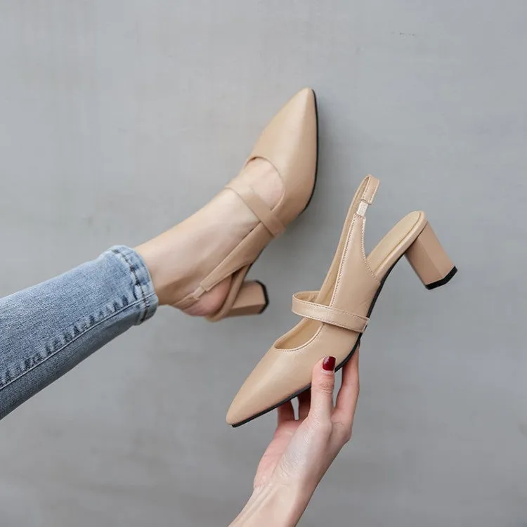 Women's Pointed Toe Slingbacks High Heel Chunky Sandals