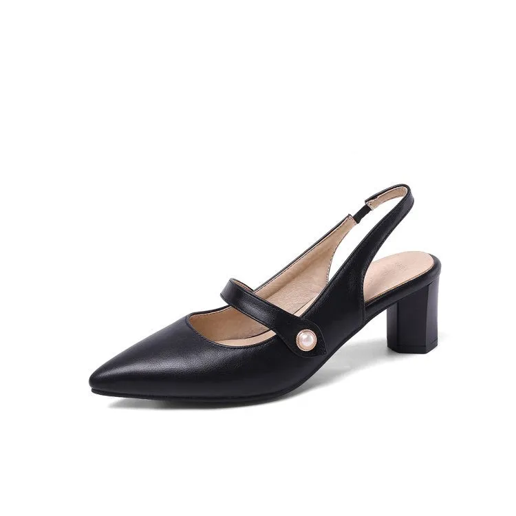 Women's Pointed Toe Slingbacks High Heel Chunky Sandals