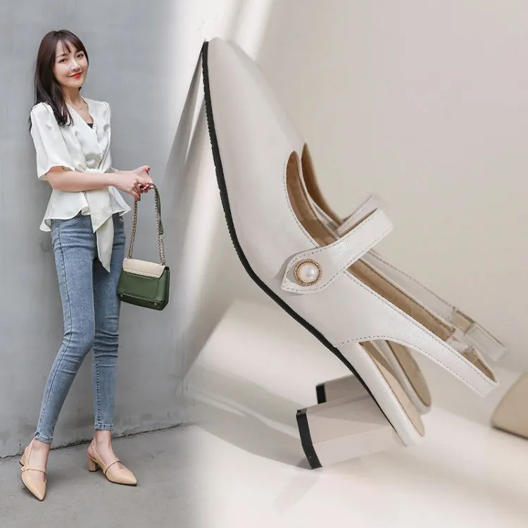 Women's Pointed Toe Slingbacks High Heel Chunky Sandals