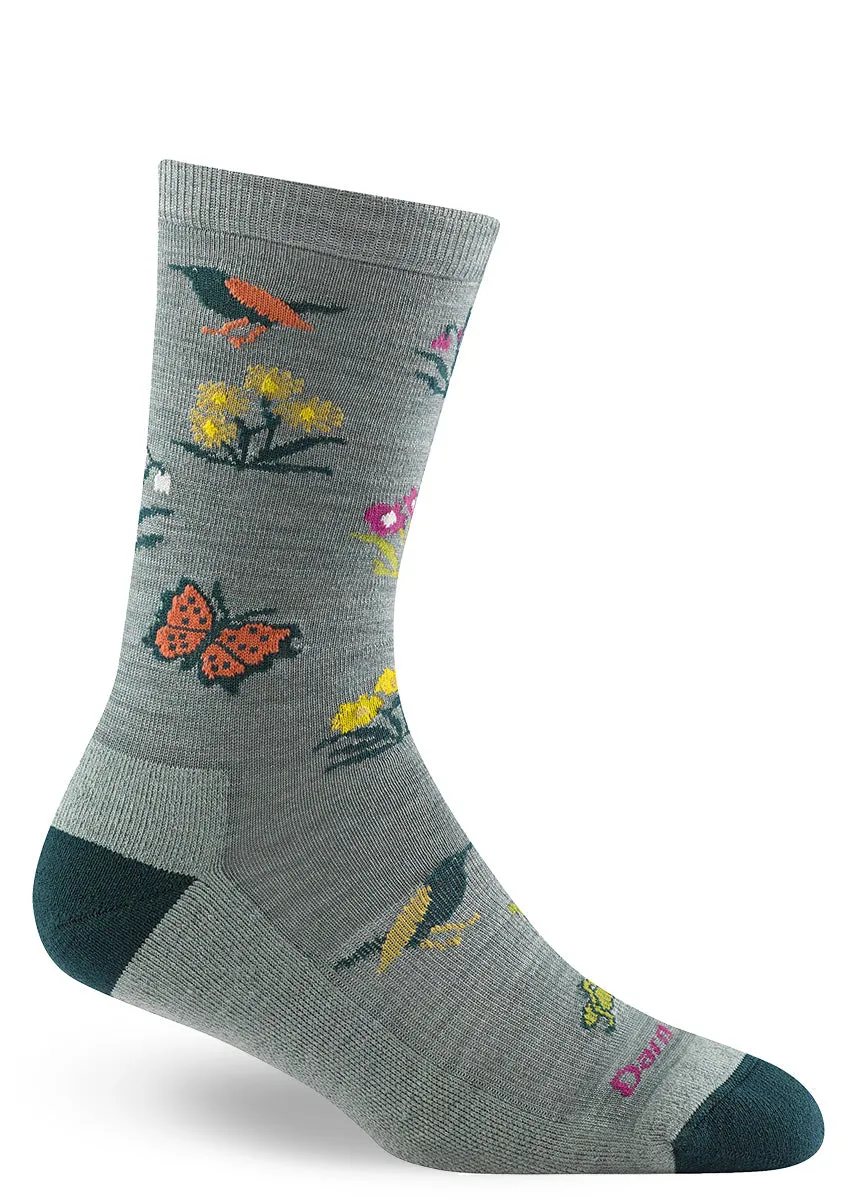 Women's Seafoam Cottage Bloom Light Cushion Wool Socks
