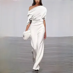 Women's Stylish Chic Asymmetrical One Off Shoulder Jumpsuit | Wide Leg