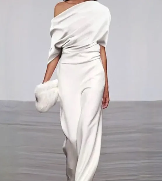 Women's Stylish Chic Asymmetrical One Off Shoulder Jumpsuit | Wide Leg