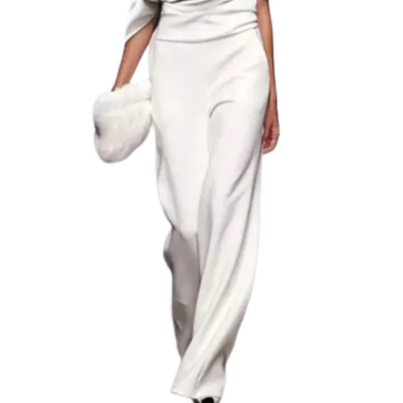 Women's Stylish Chic Asymmetrical One Off Shoulder Jumpsuit | Wide Leg
