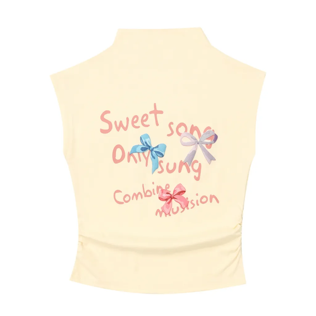 Women's Sweet Bow Half Turtle Neck T-Shirt
