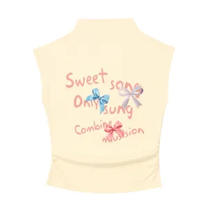 Women's Sweet Bow Half Turtle Neck T-Shirt