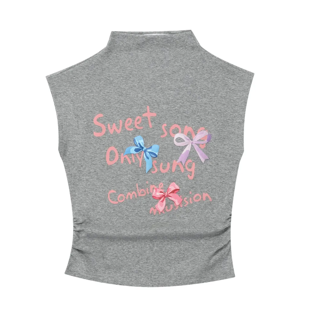 Women's Sweet Bow Half Turtle Neck T-Shirt