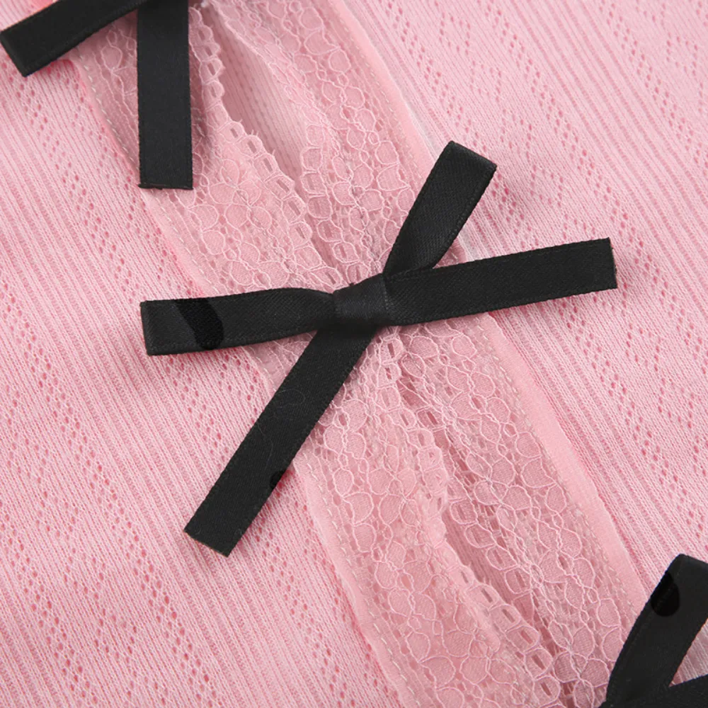 Women's Sweet Bow Patchwork Long Sleeve