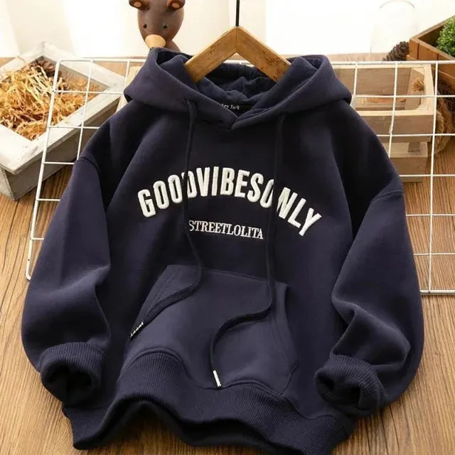 Women's thick warm letter print hoodie