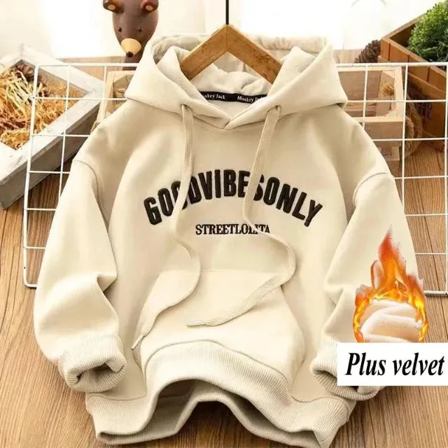 Women's thick warm letter print hoodie