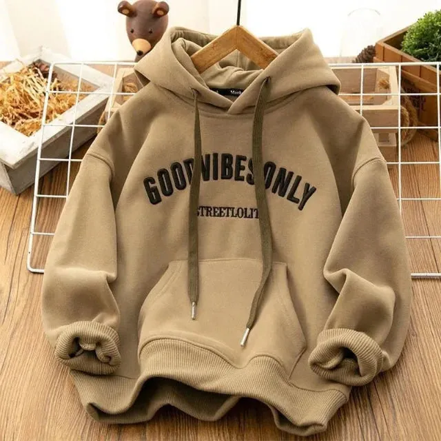 Women's thick warm letter print hoodie