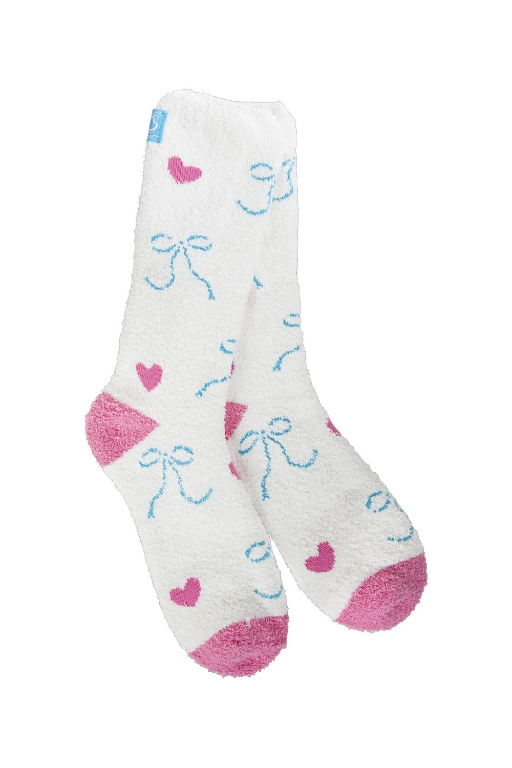 World's Softest Cozy Ballerina Bow Crew Socks for Women in White | 75969