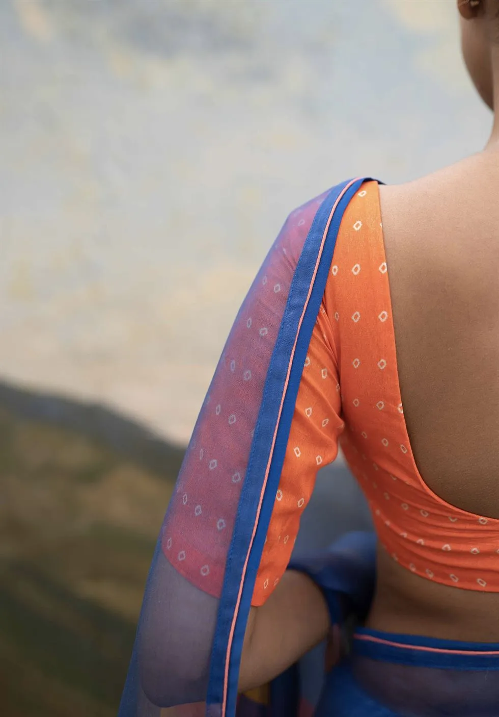 Yam   I   Grosseto Kamla Saree SAREE Blouse Not Included SILK ORGANZA & CREPE BLUE An Indian Summer YAMSR08