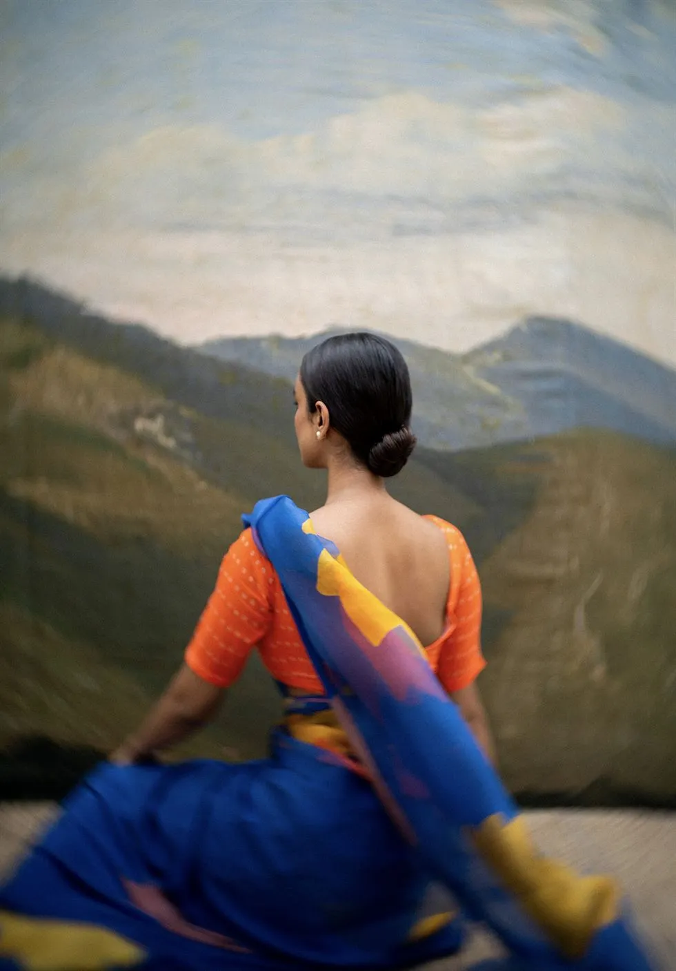 Yam   I   Grosseto Kamla Saree SAREE Blouse Not Included SILK ORGANZA & CREPE BLUE An Indian Summer YAMSR08