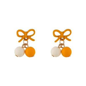 Yellow Enamel & 18K Gold-Plated Bow Drop Earrings