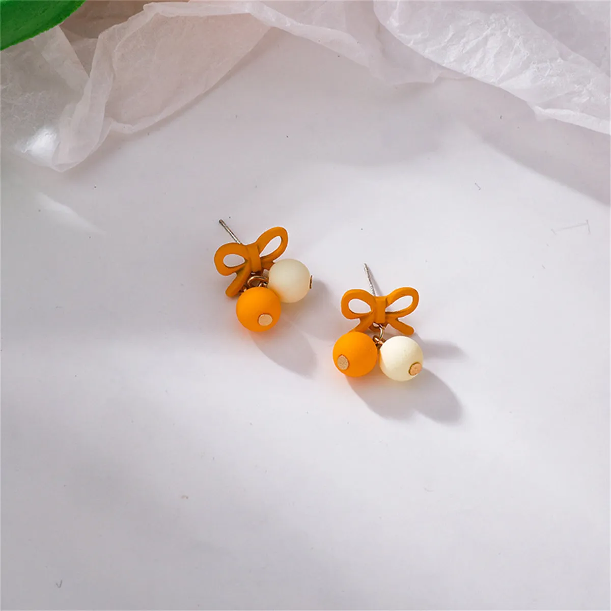 Yellow Enamel & 18K Gold-Plated Bow Drop Earrings