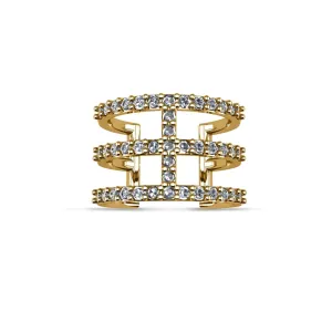 Yellow Gold Plated Cubic Zirconia Fashion Geometric Ring in Sterling Silver