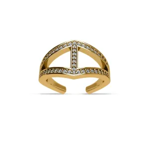 Yellow Gold Plated Cubic Zirconia Fashion Ring in Sterling Silver