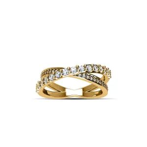 Yellow Gold Plated Cubic Zirconia Fashion Ring in Sterling Silver