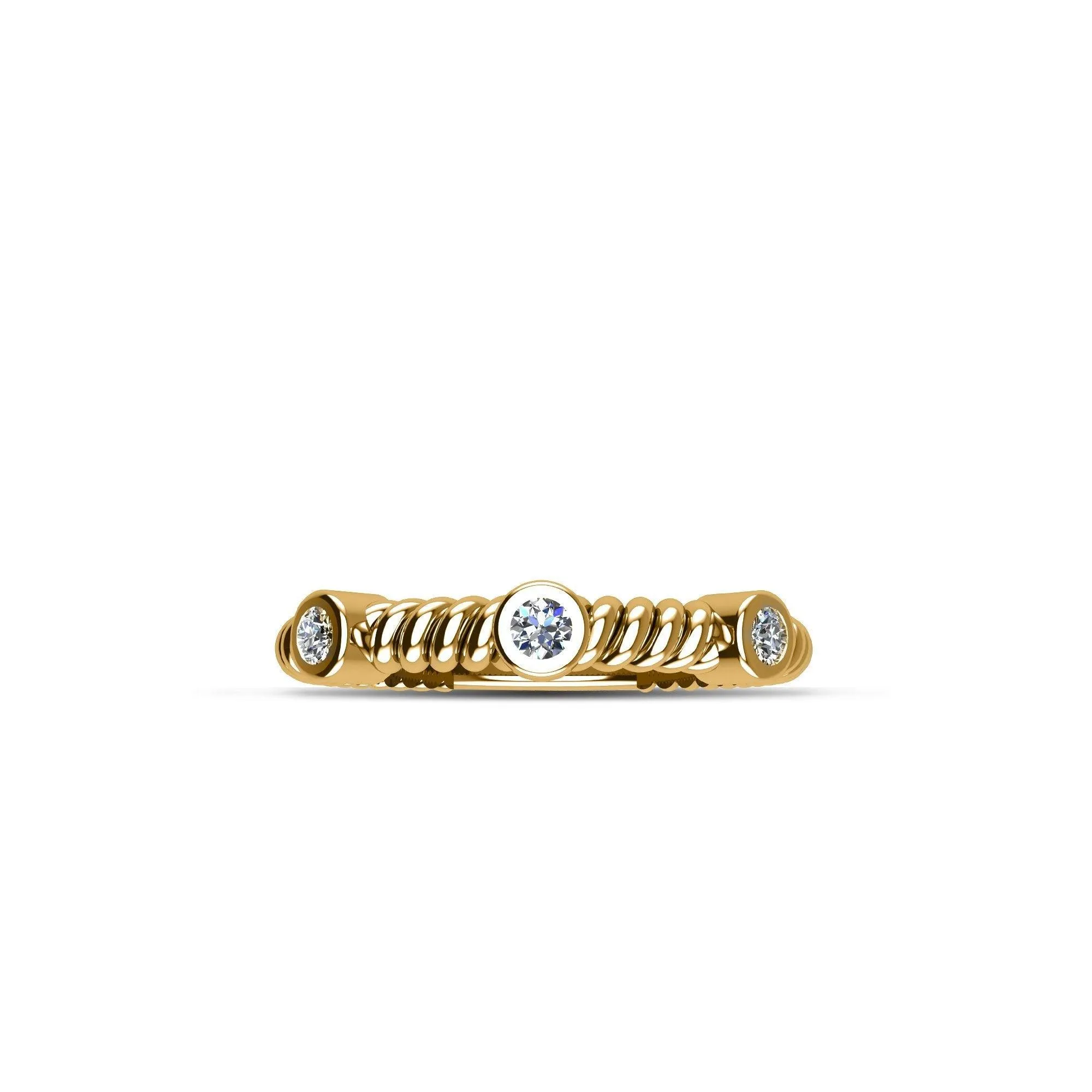 Yellow Gold Plated Cubic Zirconia Fashion Stackable Ring in Sterling Silver
