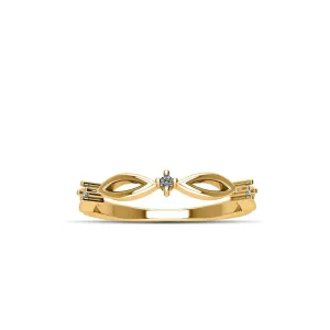 Yellow Gold Plated Cubic Zirconia Fashion Stackable Ring in Sterling Silver